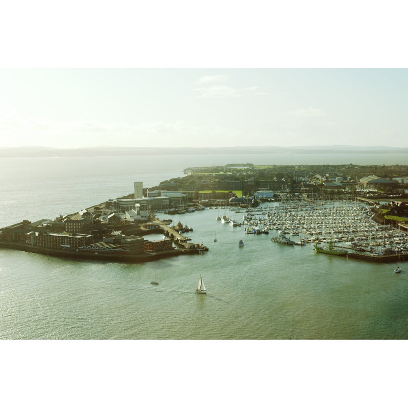 View Across Solent To Isle Of Wight by Nickos - Wrapped Canvas Print, 30cm H x 46cm W