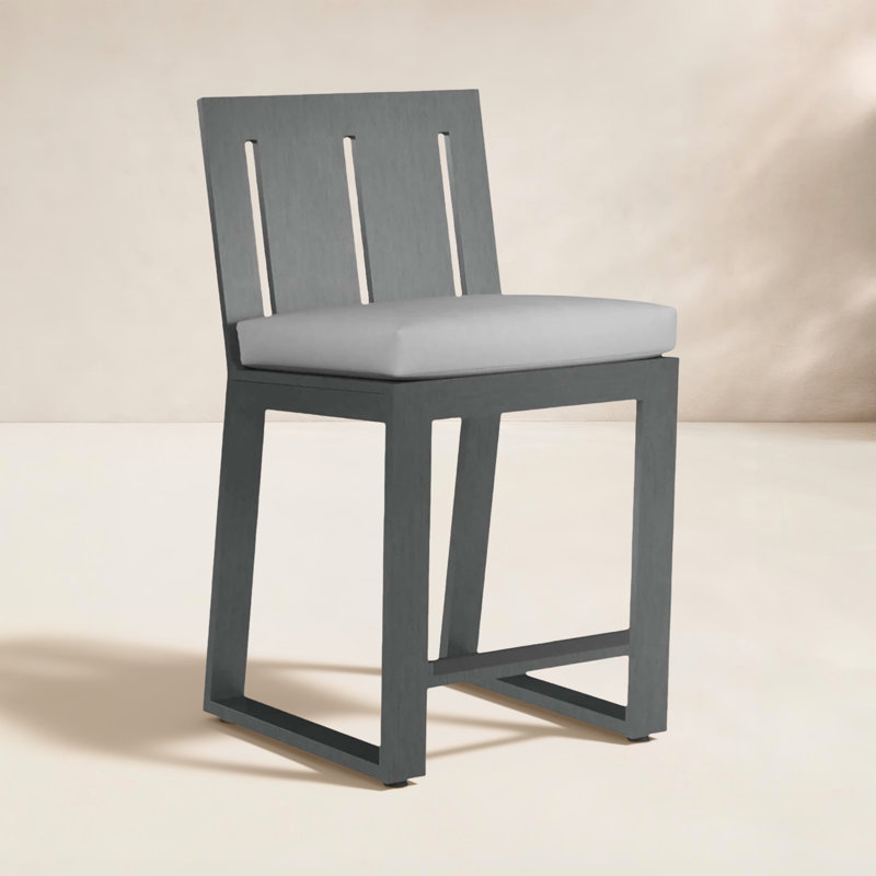 Tabouret 26 "avec coussin Georgie, Argent coulé Sunbrella®, Tabouret de bar (siège d'une hauteur de 26 po)