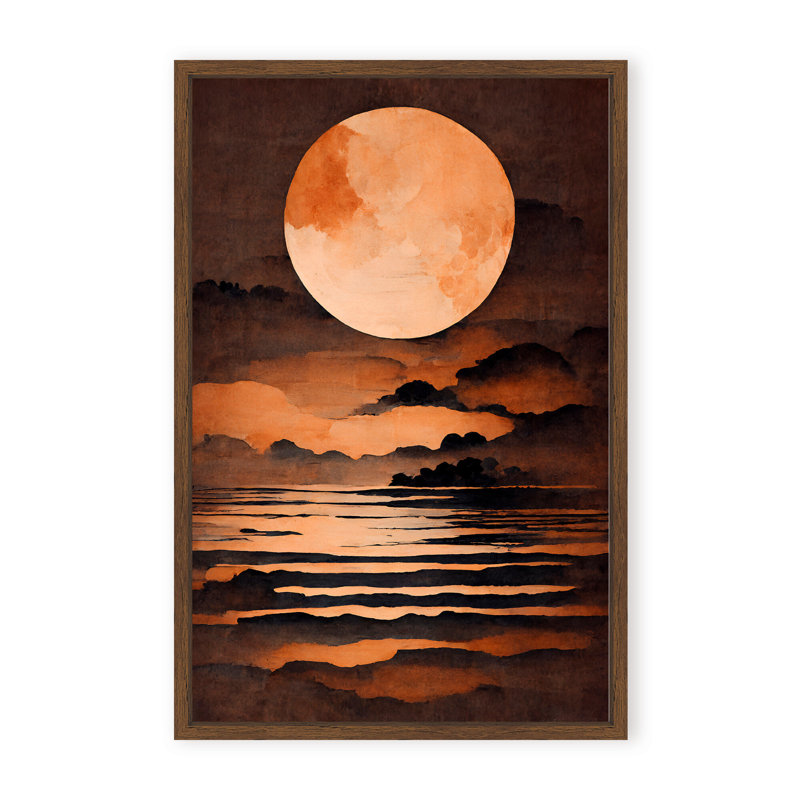 Nature Inspired Full Moon by  - Picture Frame Painting on Paper, 48" H x 32" W x 1.125" D, Framed Matted Print, Gold