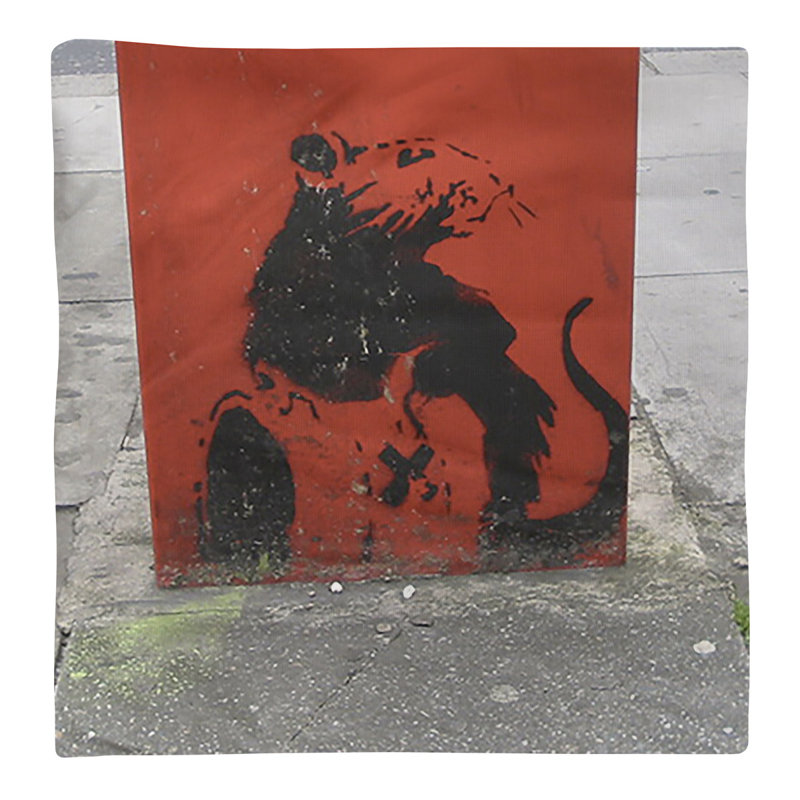 Banksy Graffiti No Pattern Square Napkin, 10" x 10", Poly Twill