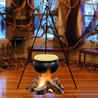 Halloween Decorations Outdoor - Large Cauldron Halloween Decor Tripod With Timer Lights - Plastic Cauldron Witch Halloween Decorations For Porch Yard