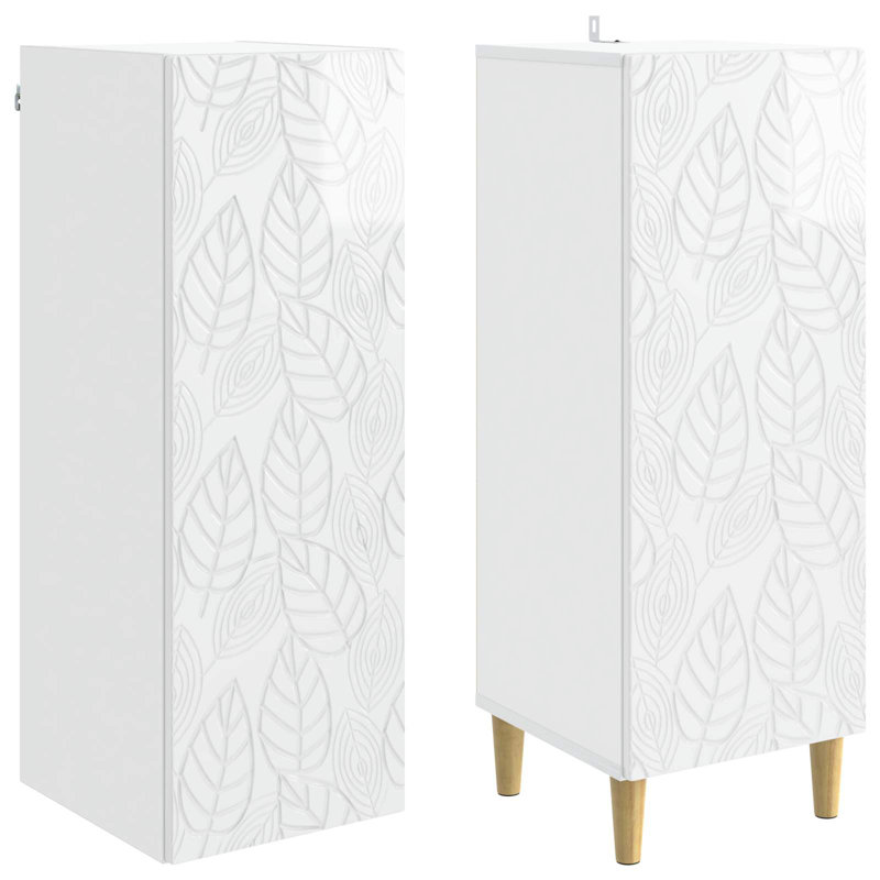 2 -Door 4 -Shelf Storage Cabinet, High Gloss White