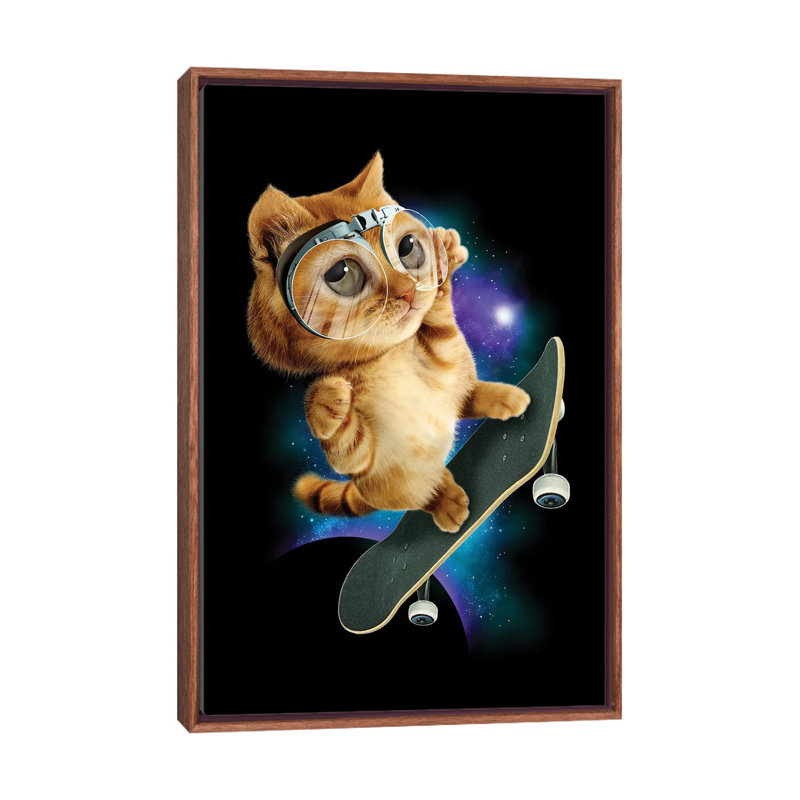 Skateboard Cat by Adam Lawless - Print on Canvas