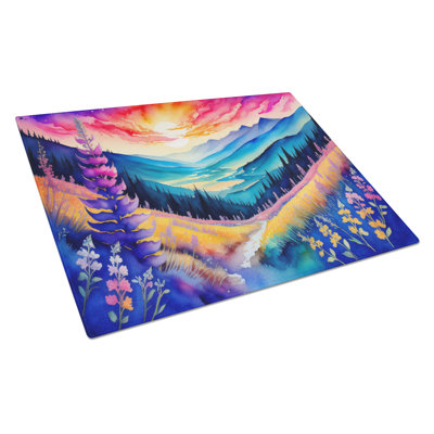 Annual Larkspur in Color Glass Cutting Board Large