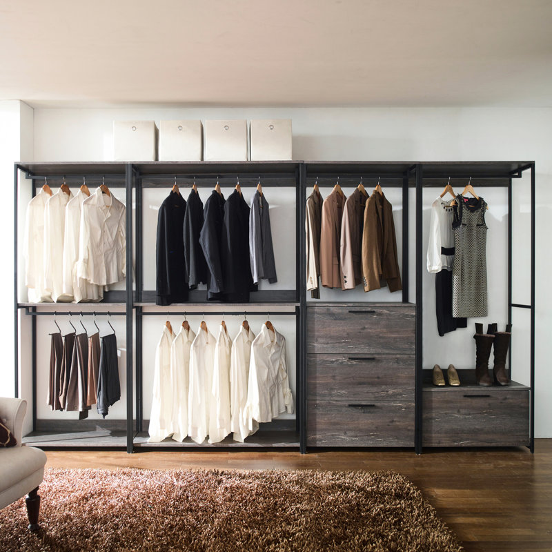 E0 Graded Walk-In Closet With 2X Thicker Powder Coated Metal Deep Storage Compartments