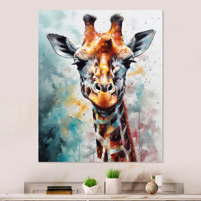 Keryl Keryl, portrait de girafe abstraite sur métal, impression