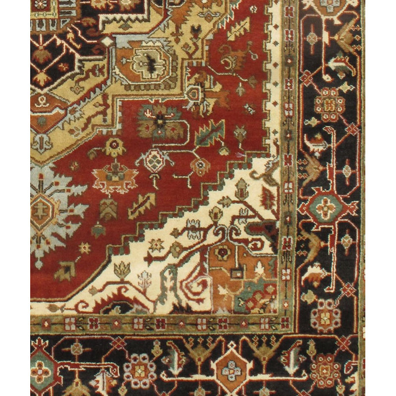 Hand Knotted Wool Area Rug in Rust