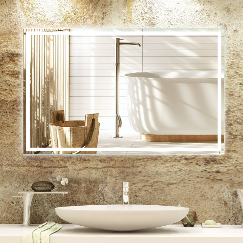 Naliyah LED Bathroom Mirror, Dimmable Vanity Mirror Anti-Fog Wall Mounted With Lights, 48" x 30"