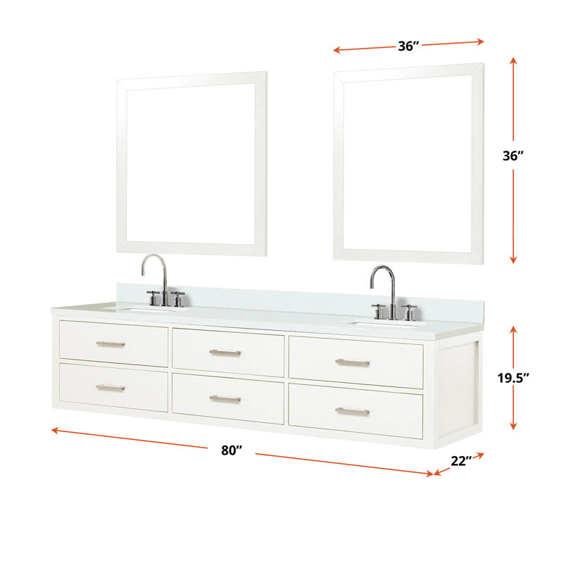 Meuble-lavabo double blanc L 22 x P 22 po