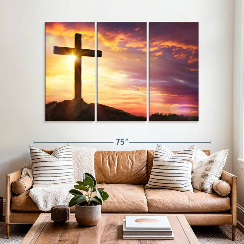 Adella Sunset With Cross, 42" H x 65" W