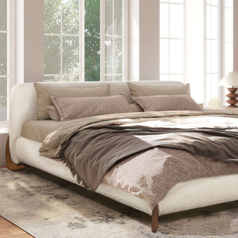 Lansford Puffy Modern Platform Bed,, King, White