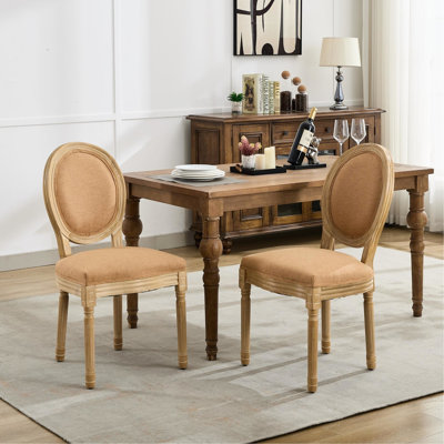 Chaises de salle à manger de style français avec cadre en bois massif brun clair et 2 coussins intérieurs en mousse souple à ressorts et dossier en lin confortable 19,77 po de largeur 14,12 lb Poids du produit 38,5 Profondeur de l'emballage 12,2 18,3 Hauteur
