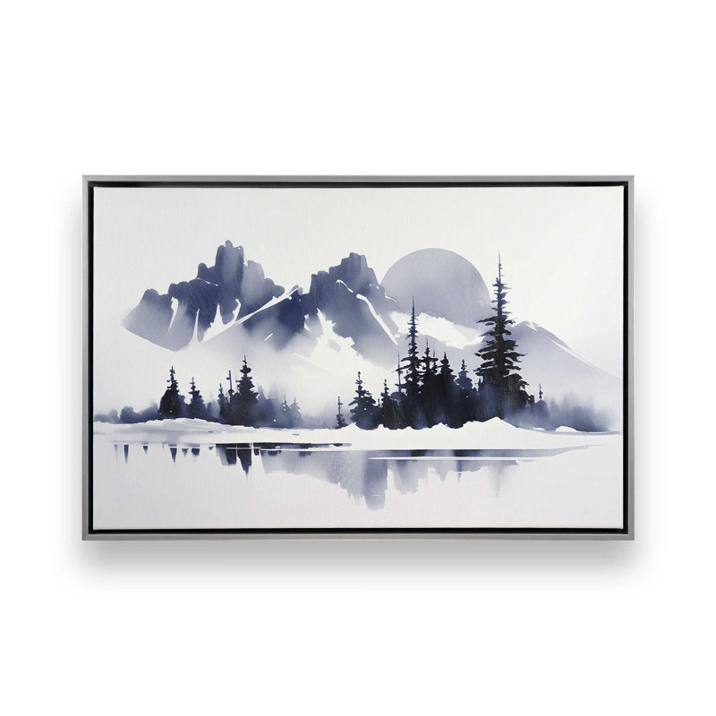Impression sur toile Moonlit Mountain Majesty , Cadre flottant en chrome poli, H 8,75 po x l 12,75 po x P 1,75 po