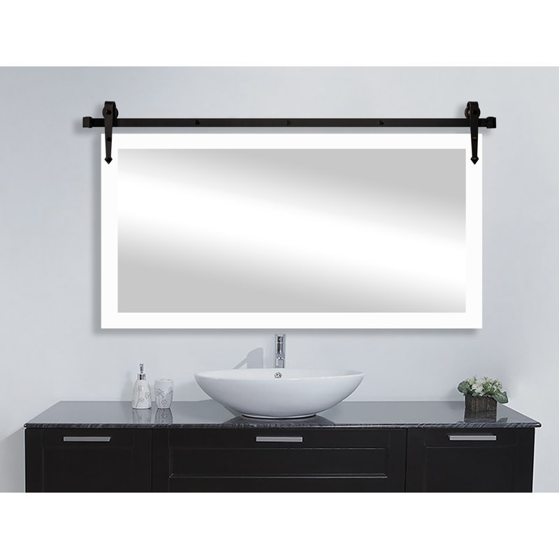 Miroir de salle de bain singapour, H 30 po x l 49 po, Blanc satiné