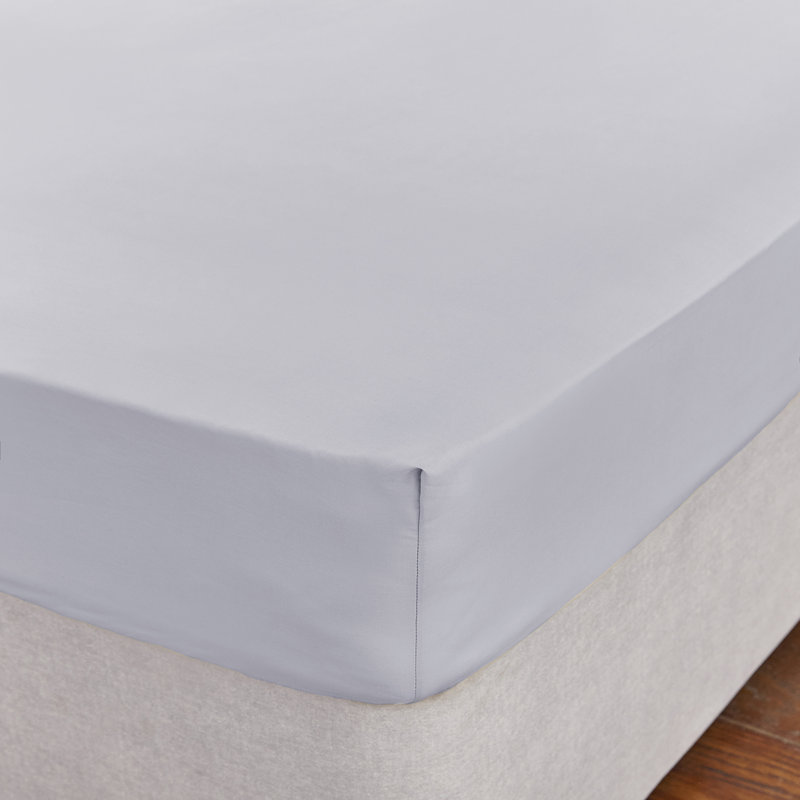 Silentnight Cotton Rich Soft Fitted Sheet, Grey, Double (4'6)