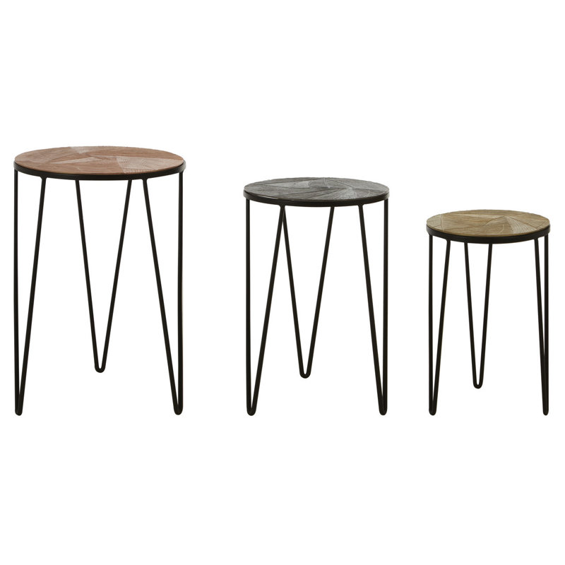 Amita Cross Legs Side Table Set