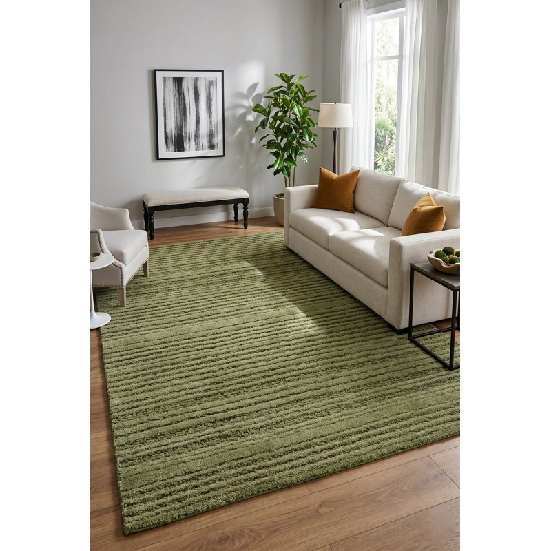 Nayash Collection Hand Tufted Area Rug, Rectangle  9 X 12 (FT), Green