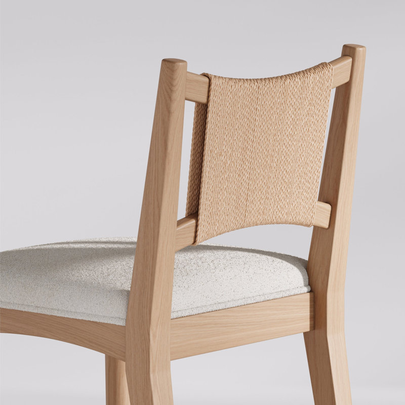Tabouret de bar à hauteur de comptoir Boho avec dossier en ruppie maritime, Flax/Light Brown, 1