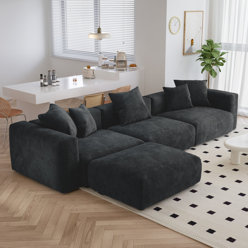 Raghnaid 4 - Piece Corduroy Sectional