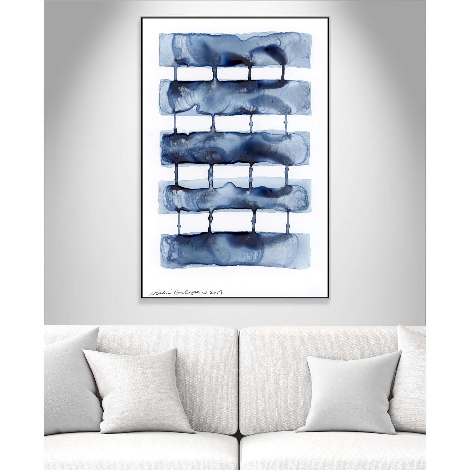 Gareth "Stitched Together I" Print by Nikki Galapon, Silver Framed Canvas, 61.5" H x 41.5" W x 2" D