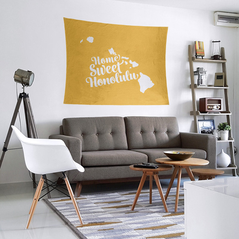 Tapisserie murale honolulu hawaii, H 27,5 po x l 37,5 po, Jaune