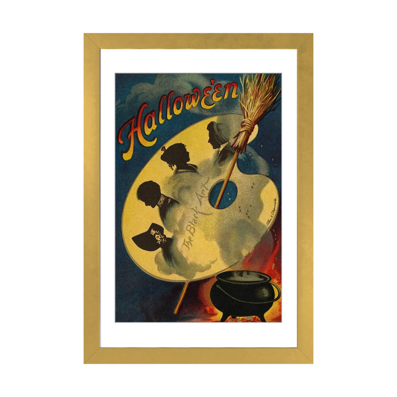 Halloween, l'art noir, 1912 - reproduction d'art mural - papier d'art encadré, H 24 po x l 16 po, Doré