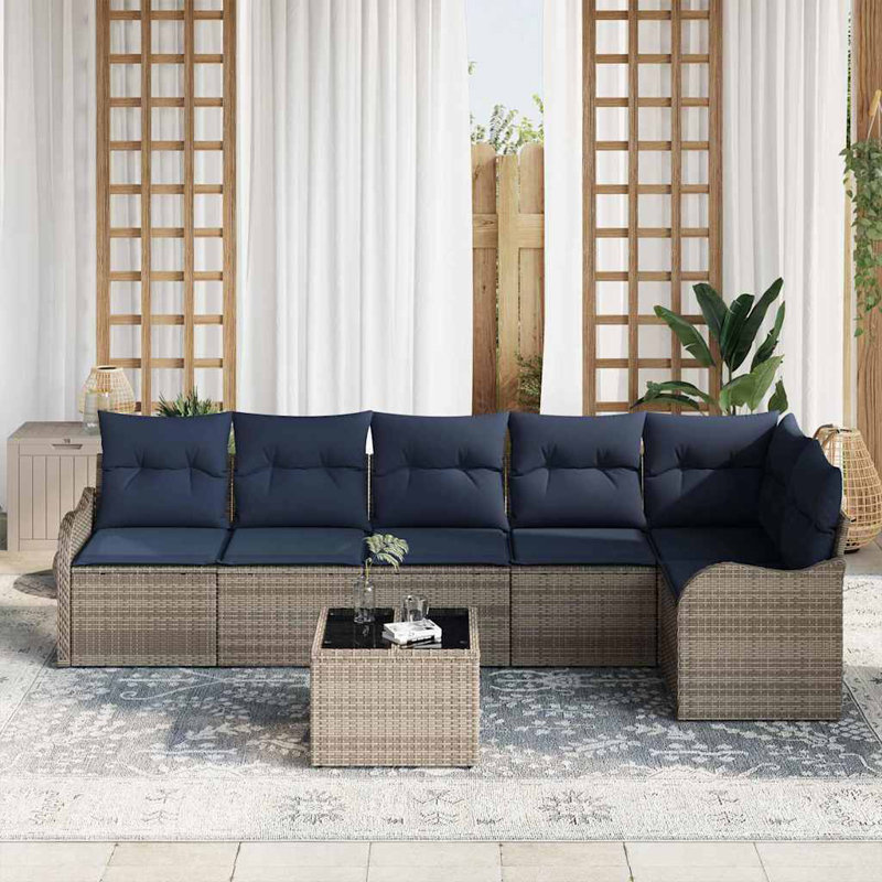 Ensemble de canapé de jardin vidaXL, Coussin bleu marine / structure grise
