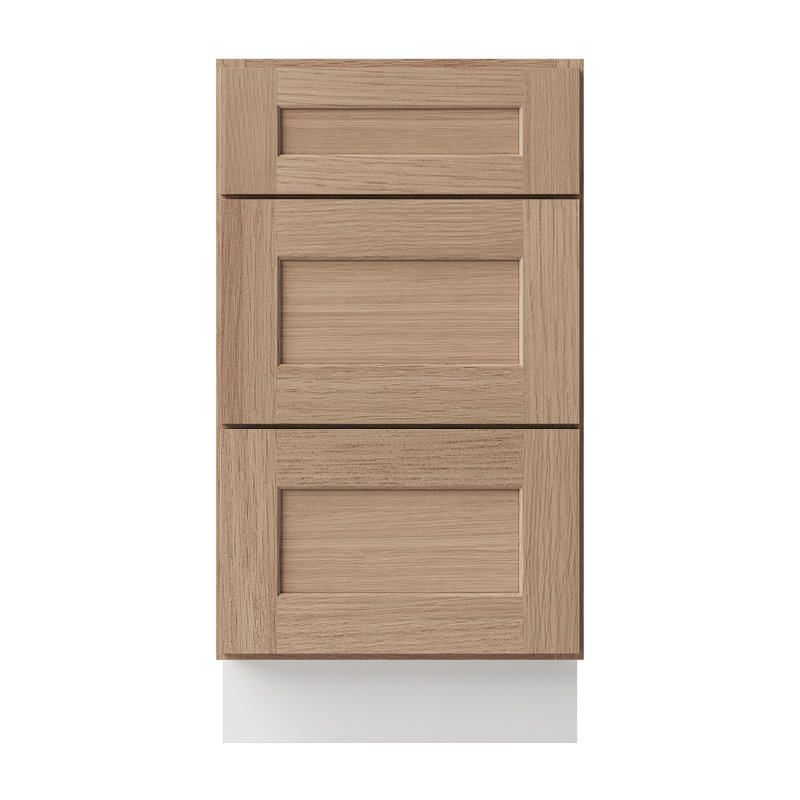 Armoire de salle de bain en bois massif prête à assembler avec tiroir Shaker - comptoir non inclus, Chêne Redondo