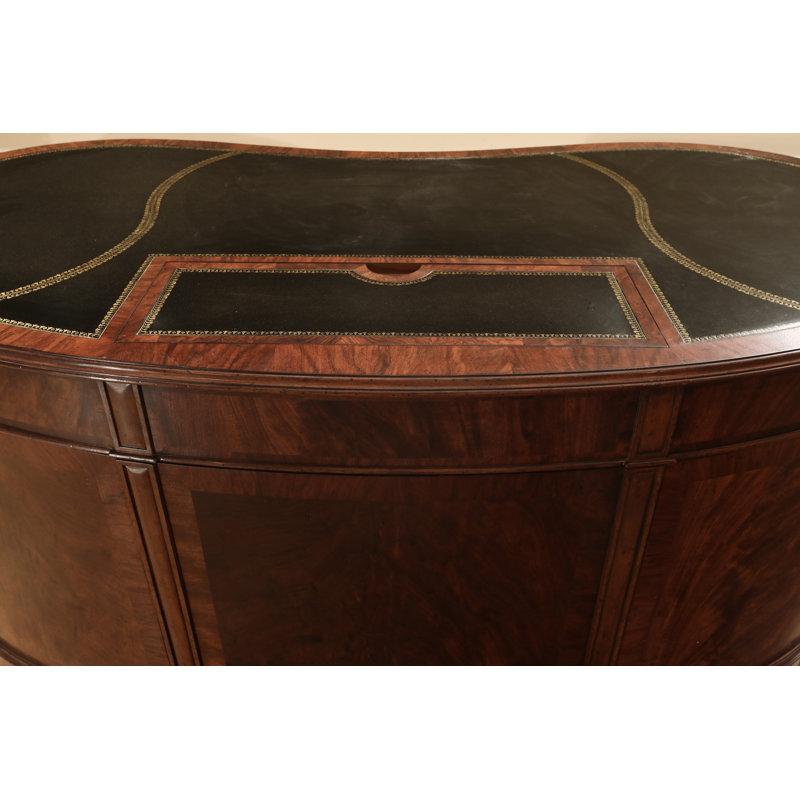 Walnut Kidney Shaped Desk With Leather Top