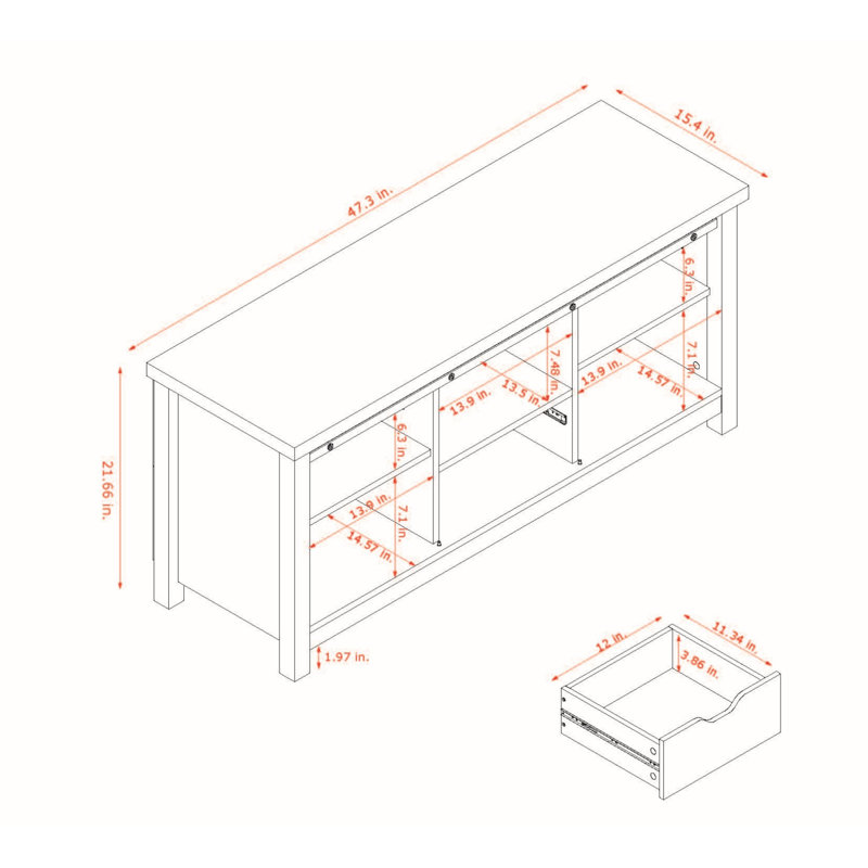 Farmhouse TV Stand with Storage and Sliding Barn Doors for TVs up to 50'', 47.3'' W