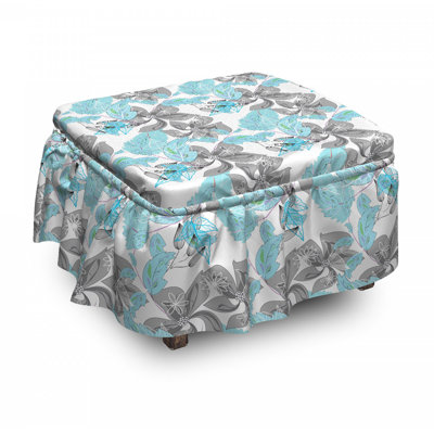 Housse pour repose-pieds fleurs et feuillage
