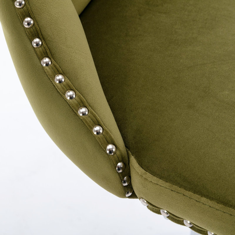Revêtement moderne, pivotant à 360 °, siège réglable de 25 à 33 pouces de hauteur, dossier, revêtement en velours olive pour la maison, îlot de cuisine