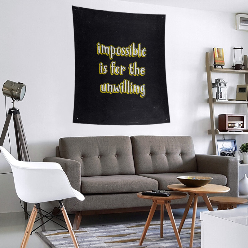 Tapisserie tableau noir quote not impossible quot, H 27,5 po x l 37,5 po, Jaune