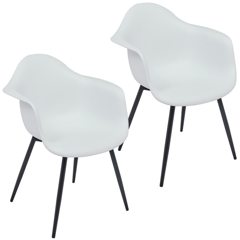 Chaise avec accoudoirs Angeline - blanc, Blanc
