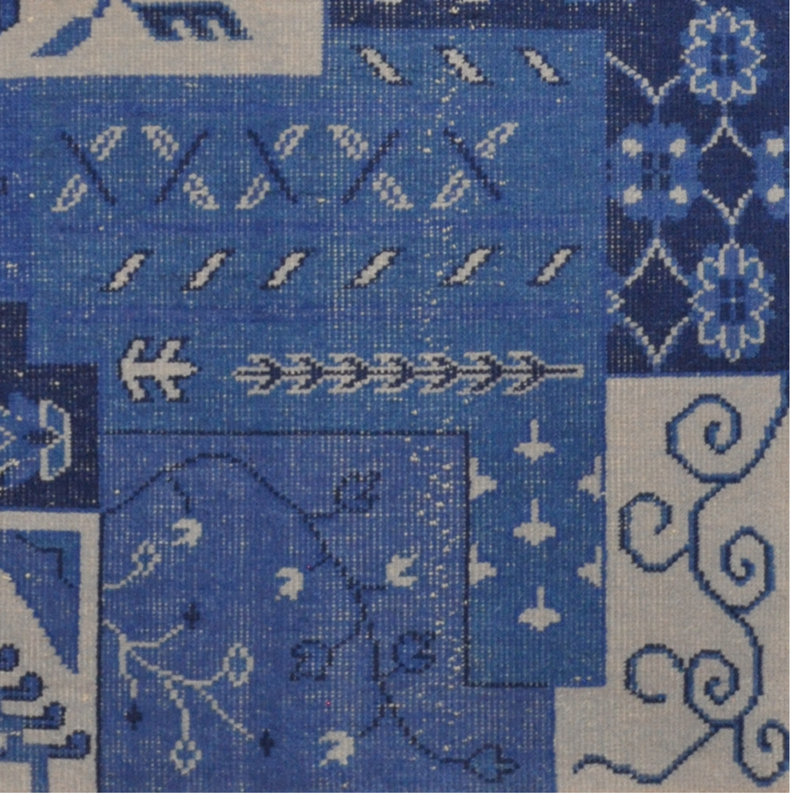 Tapis à main one-of-kind noué la bleu marocain 5 pi 2 x 7 pi 5 laine Koge