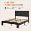 Base de lit plateforme double en bois pleine grandeur pour la chambre à coucher - aucun sommier requis, silencieux, grand rangement sous le lit, noir foncé