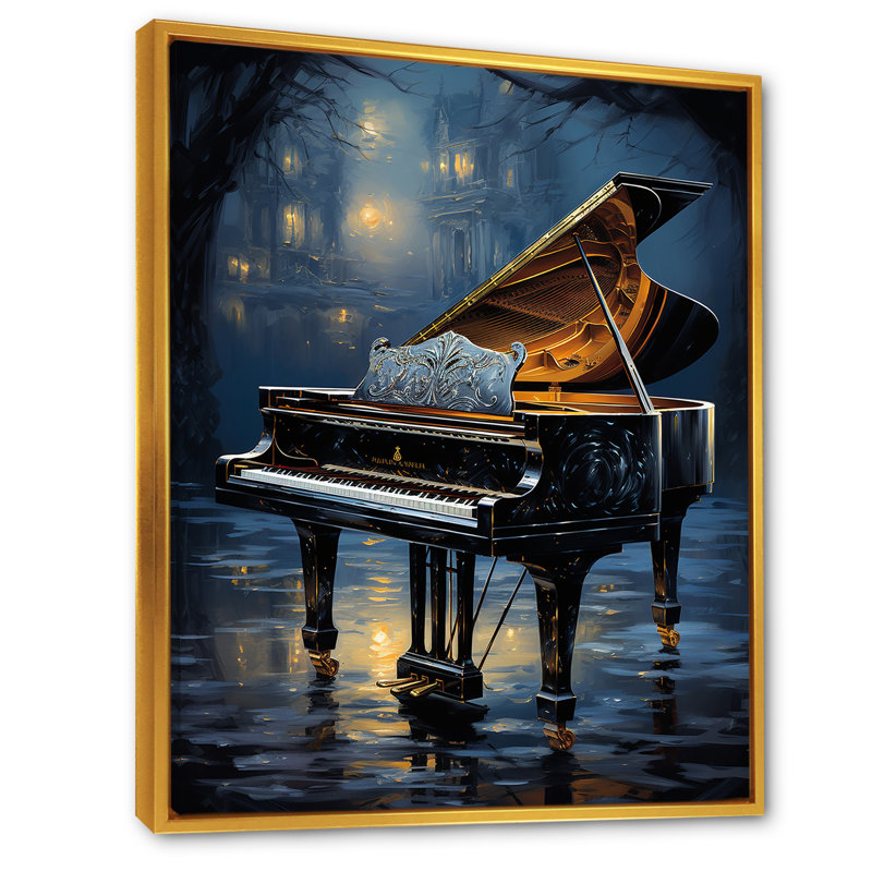«Piano Forest Reflection II», reproduction sur toile, Cadre flottant doré, H 20 po x l 12 po x P 1 po