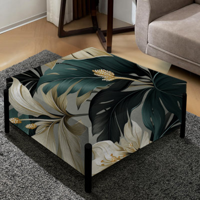 Motif tropical tropique monochrome V - grand repose-pieds carré tropical