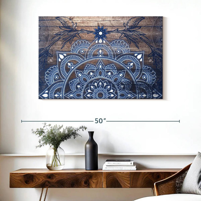 Mandala de plan sur toile, H 26 po x l 39 po x P 1,25 po