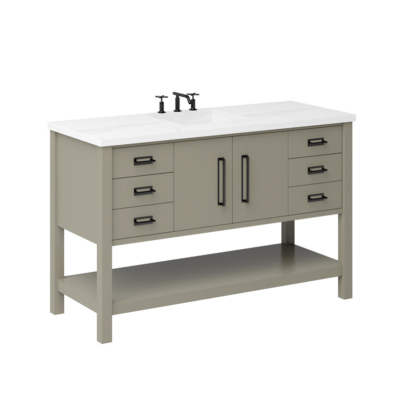 Kiawah Single Extra Wide Bath Vanity, French Olive, 48", Matte Black