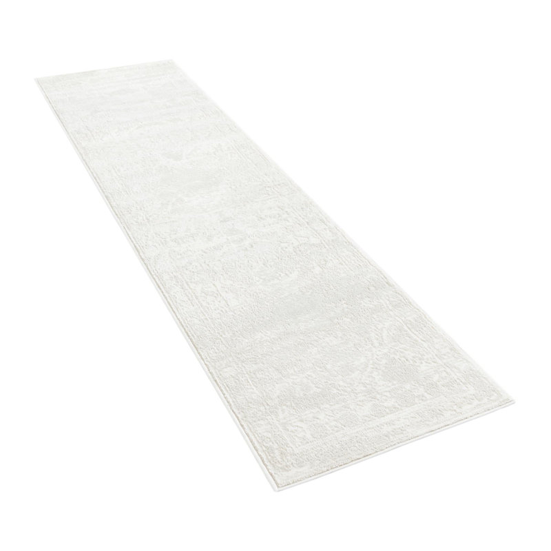 Moono Oriental Machine Woven Polypropylene Indoor / Outdoor Area Rug in Ivory, Runner 2'7" x 12'