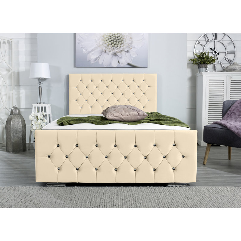 Chesser Upholstered Bed Frame, Small Double (4'), Cream