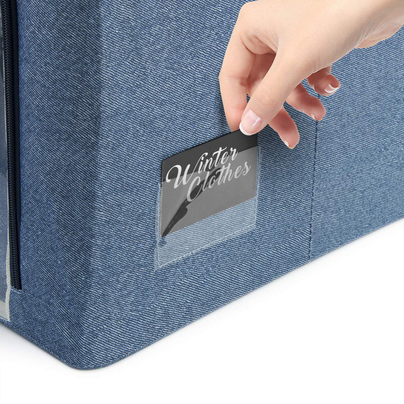 Sorbus Large Storage Box 2-Compartment Foldable with Window & Handles 2 Pack in Blue