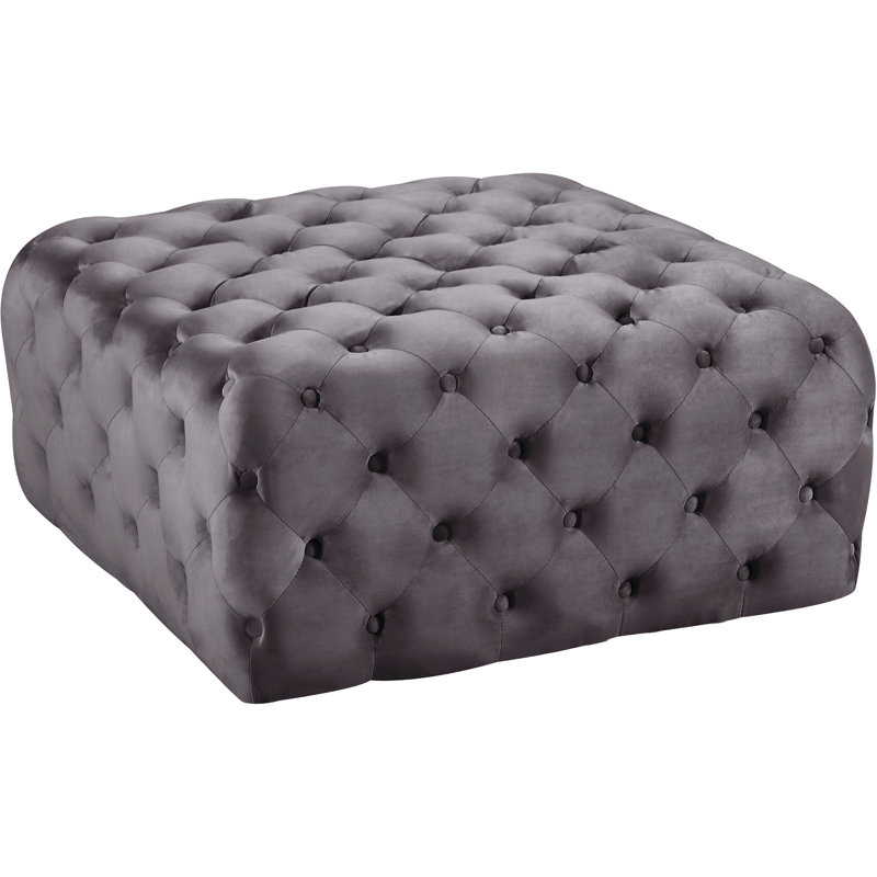 Repose-pieds carré standard en velours 33 po Ariel, Velours gris