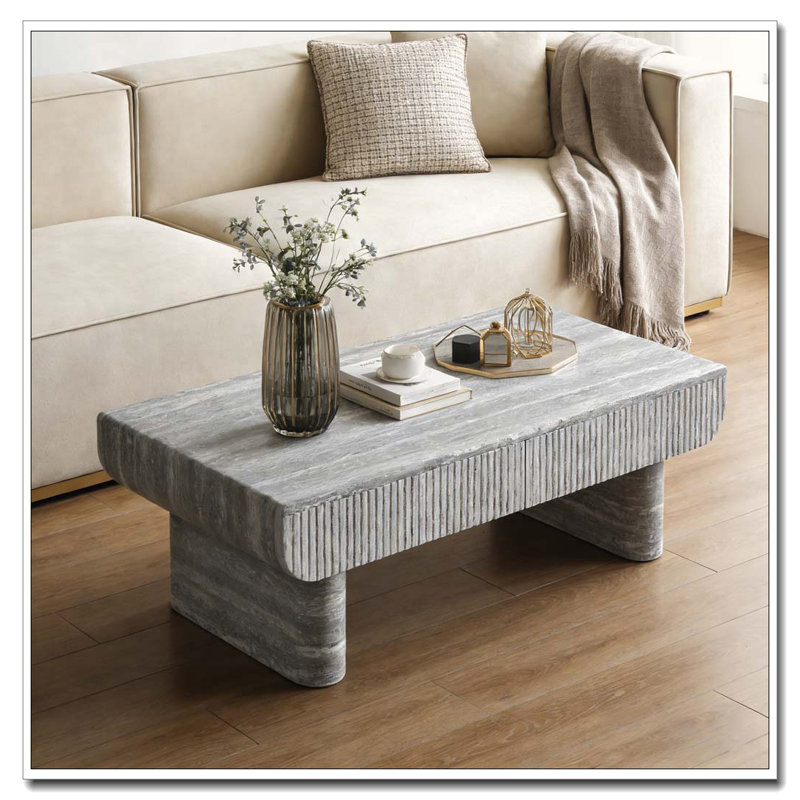 Coffee Table with Grey Wood Texture Tabletop, Grey