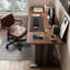 Bureau d'écriture rectangulaire en bois manufacturé brun noyer + acier noir-1499617201