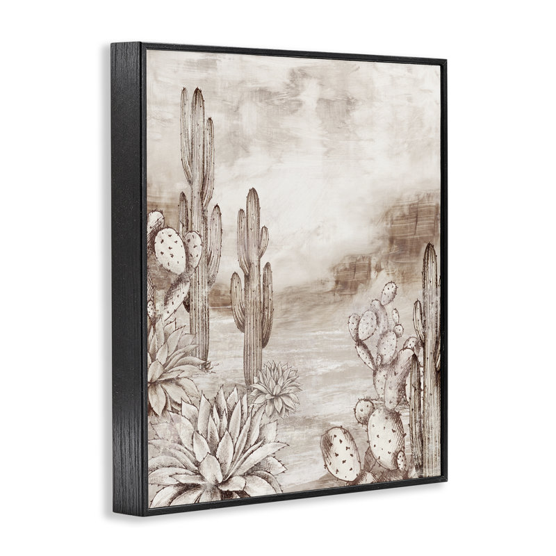 «Prickly Elegance Cacti», estampe numérique, conception de Luna Mavis, H 14 po x l 11 po, Giclée encadrée noir minuit