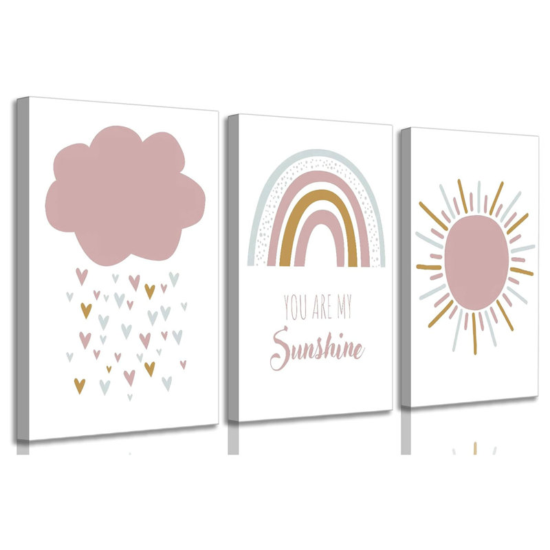 3 pièces Boho chambre d'enfant, art mural You Are My Sunshine