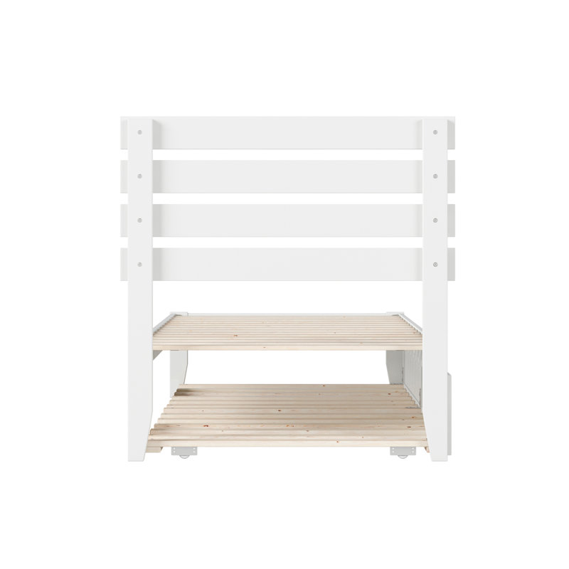 Bronson Slat Bed, White, Extra-long Twin