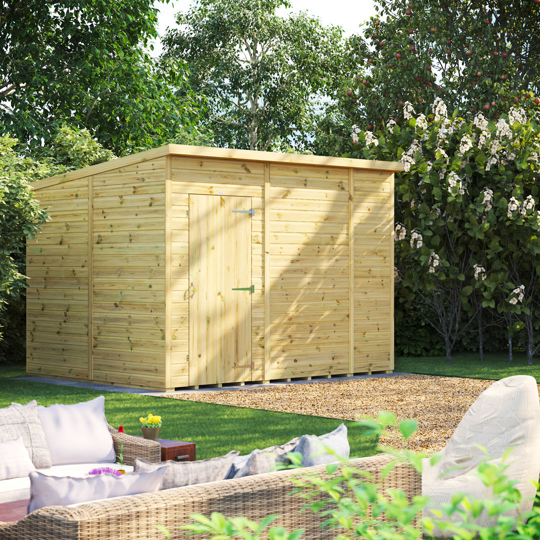 Powersheds 10 x 8ft Premium Pressure Treated Timber Windowless Garden Shed Pent